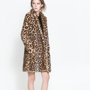 Zara Leopard Faux Fur Coat
